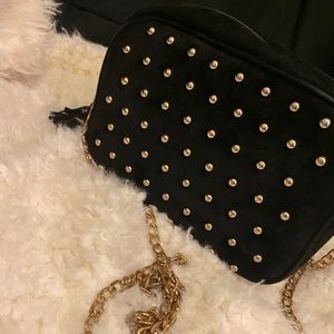 Black pearled cross body bag